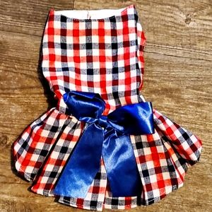 Checkered Plaid Red and Blue Dog Dress